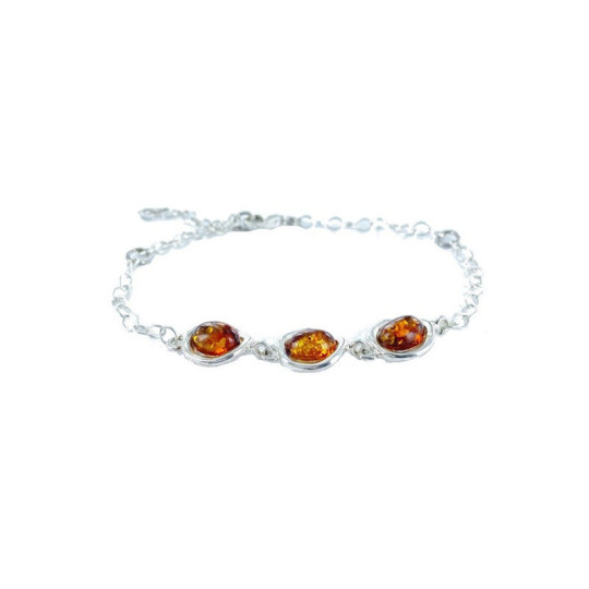 Natural Baltic Sea amber bracelet, 925 silver