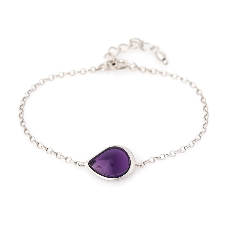 Natürliches Amethyst-Armband, rhodiniertes 925er Silber