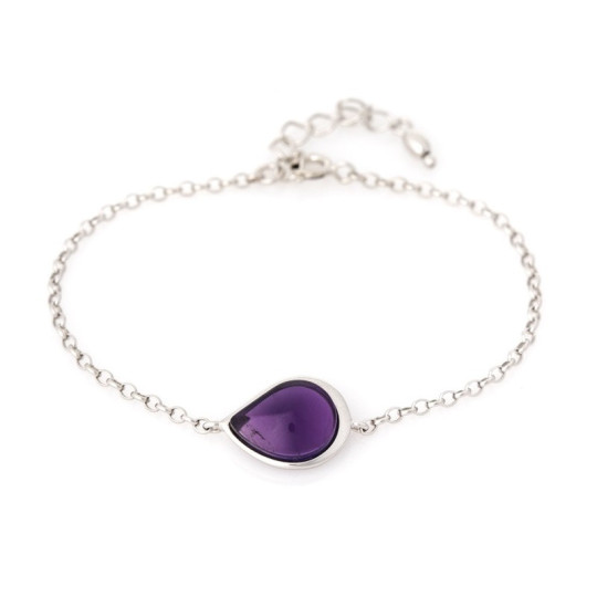Natural amethyst bracelet, rhodium-plated 925 silver