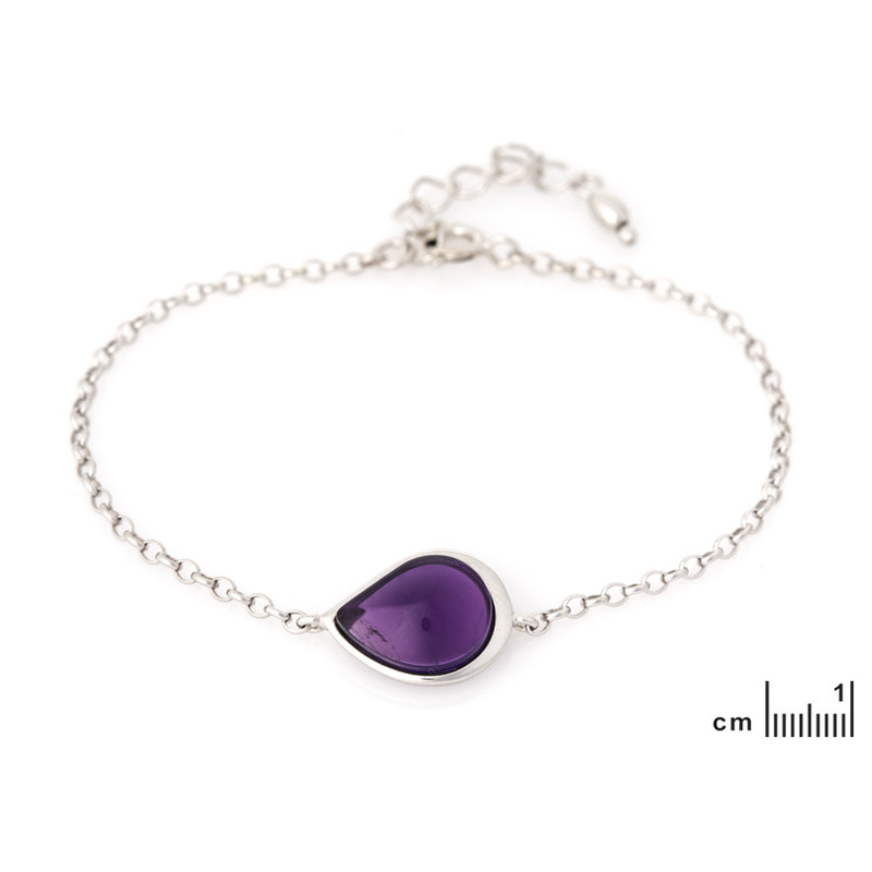 Pulsera de amatista natural, plata 925 rodiada