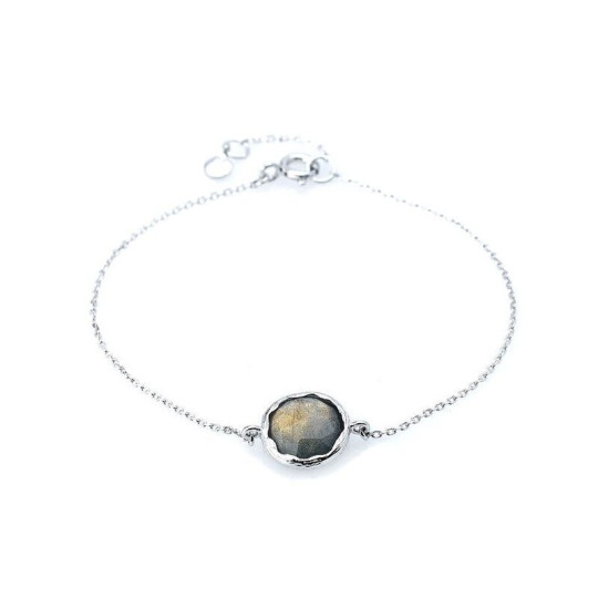 Labradorite bracelet, rhodium-plated 925 silver, adjustable length 16+2 cm