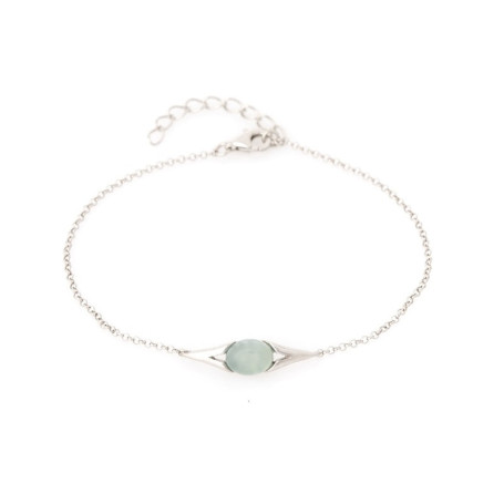 Bracciale in agata blu, argento 925 rodiato, 16+3 cm