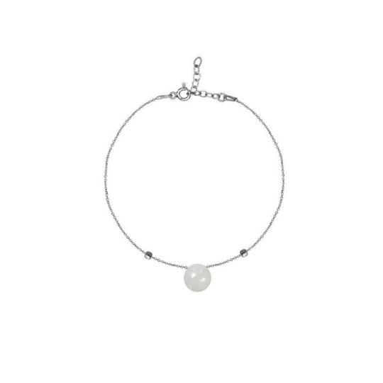 Moonstone bracelet, rhodium-plated 925 silver, adjustable length 16+3 cm