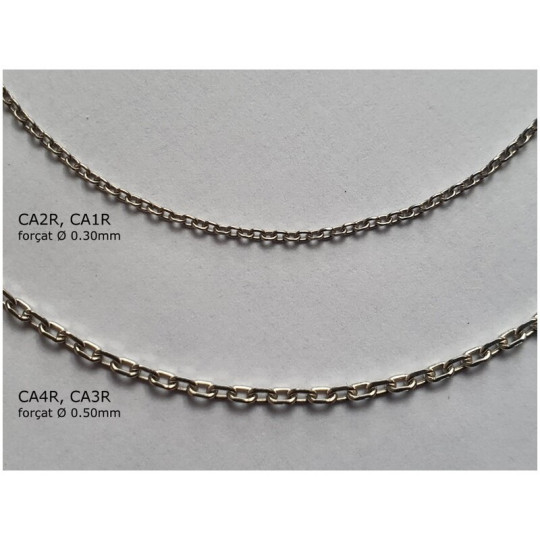 Chaîne en argent rhodié 925/1000 forçat 0,30, longueur 45+3cm