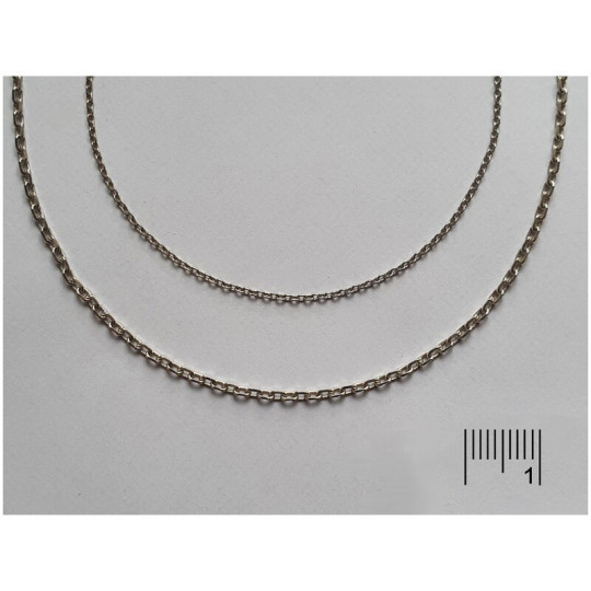 Chaîne en argent rhodié 925/1000 forçat 0,30, longueur 45+3cm