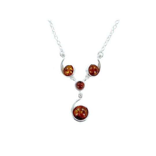 Natural cognac amber necklace, 925 silver, 42+3 cm