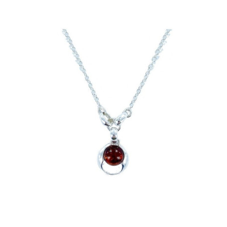 Cognac amber necklace, 925 silver, adjustable length 42+4 cm