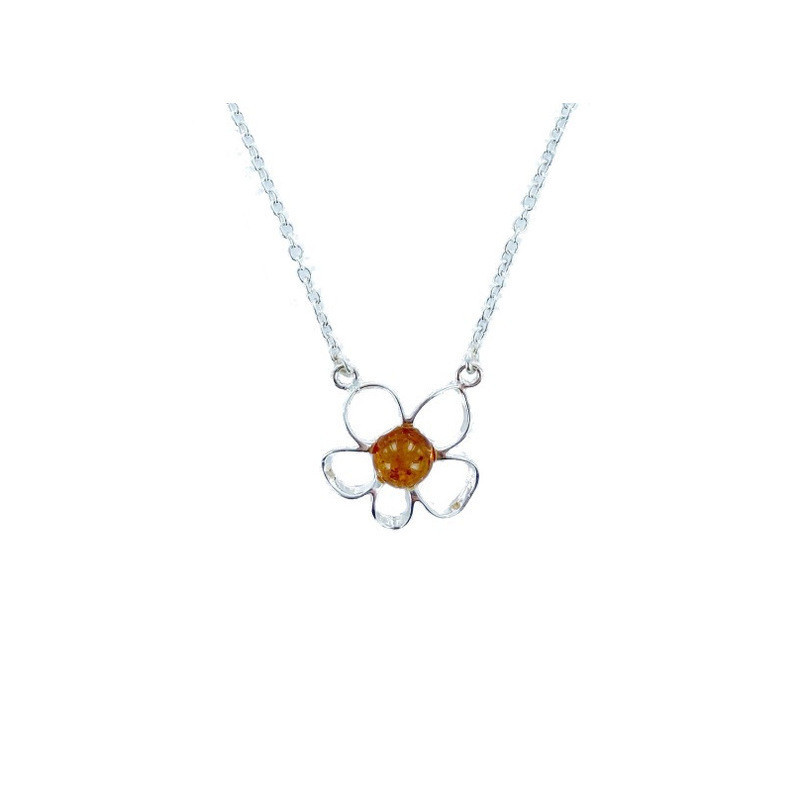 Collier en ambre cognac naturel, argent 925, ajustable 42+4 cm
