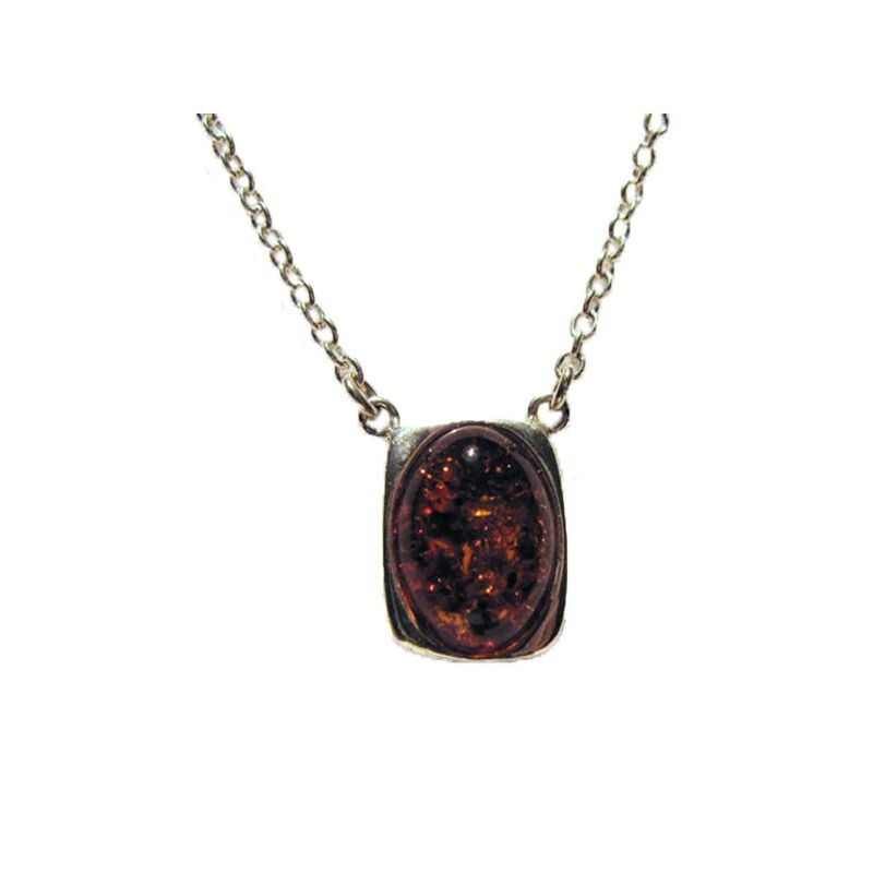 Collar de ámbar coñac natural, plata 925, ajustable 42+4 cm