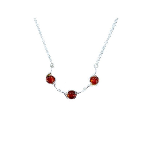 Cognac amber necklace, 925 silver, adjustable length 42+4 cm