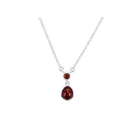 Collar de ámbar coñac natural, plata 925, ajustable 42+4 cm