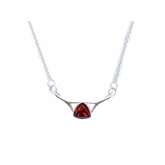 Natürliche Cognac-Bernsteinkette, 925 Silber, 38+4 cm