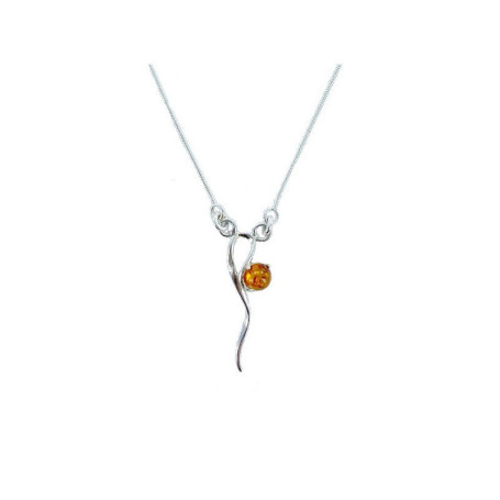 Runde Ostsee-Cognac-Bernsteinkette, 925 Silber