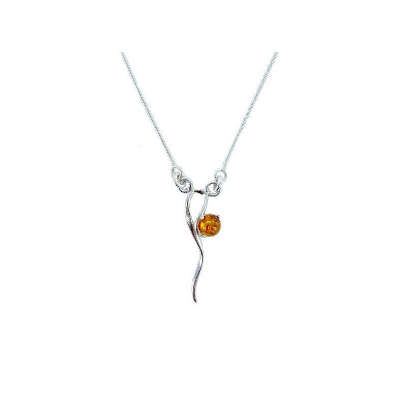 Collar redondo de ámbar coñac del Mar Báltico, plata 925