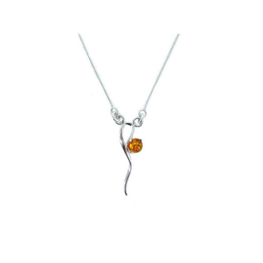 Collar redondo de ámbar coñac del Mar Báltico, plata 925
