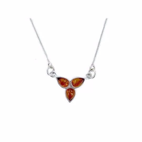 Cognac-Bernsteinkette, 925 Silber, verstellbare Länge 42+4 cm