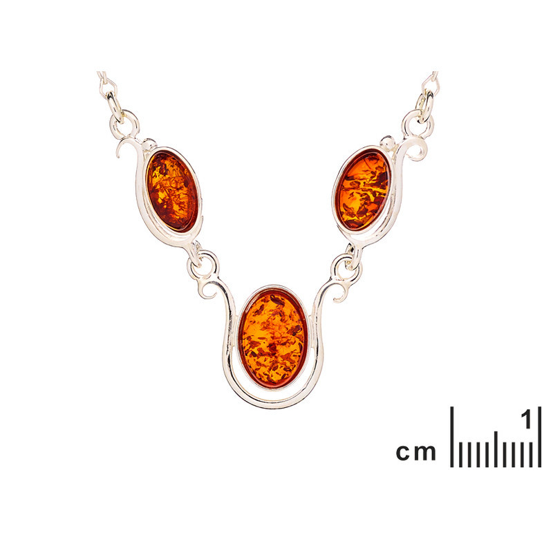 Collar de ámbar coñac natural, plata 925, ajustable 42+4 cm