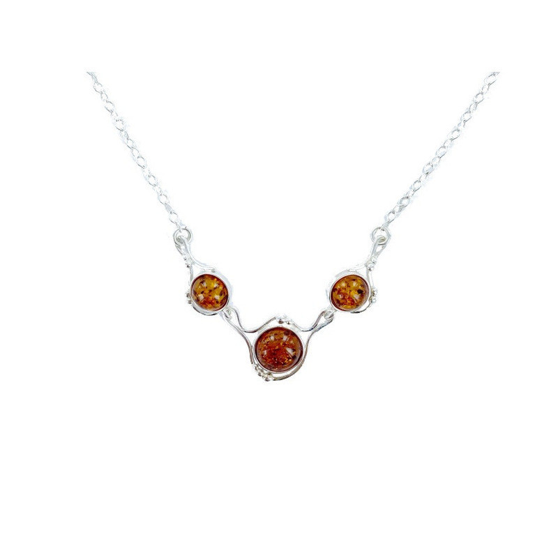 Natürliche Cognac-Bernsteinkette, 925 Silber, verstellbar 42+4 cm