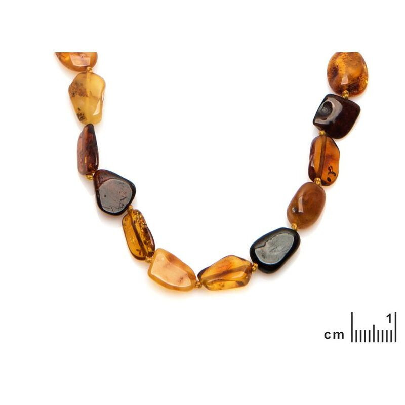 Natural multi-colored amber necklace, length 42 cm