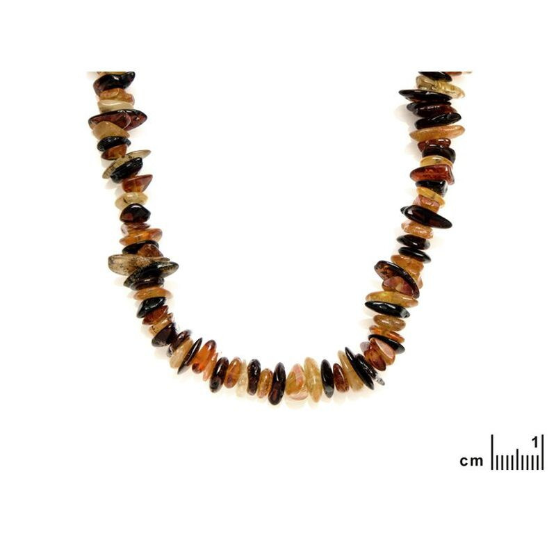 Collier d'ambre multicolore naturel de la mer Baltique chips, longueur 60 cm