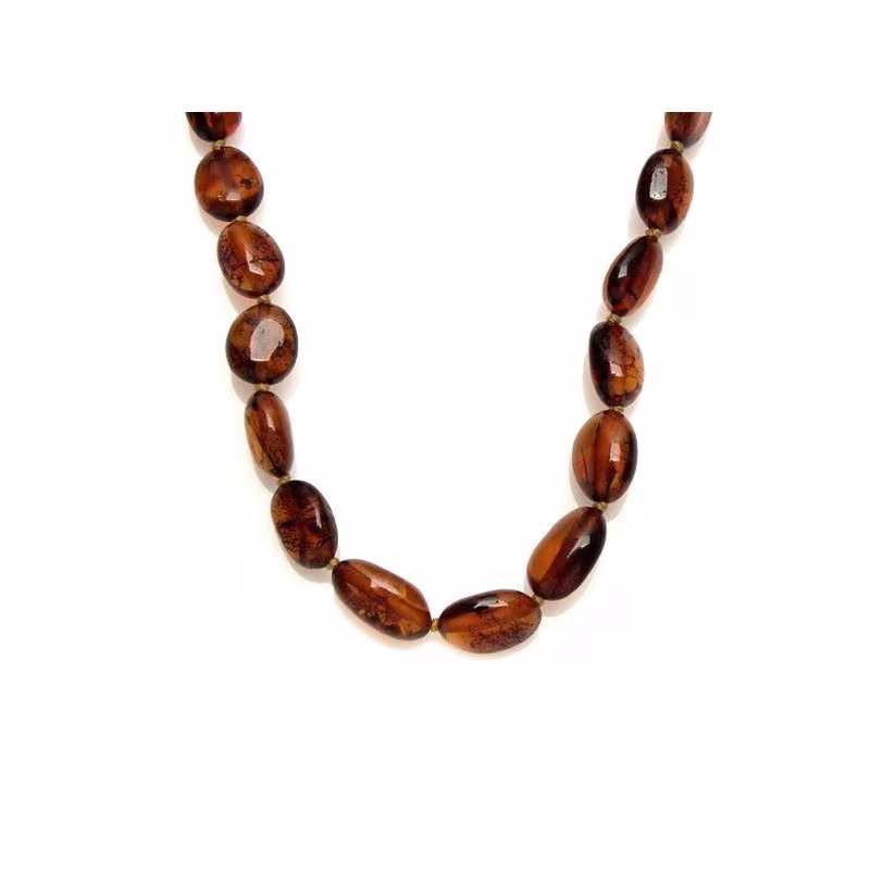 Collier d'ambre cognac naturel de la mer Baltique olive, longueur 45 cm