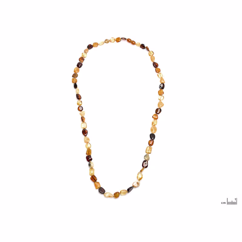 Collana in ambra naturale multicolore, lunghezza 70 cm