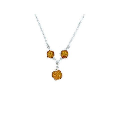 Natural cognac amber necklace, 925 silver, adjustable length 43+4 cm
