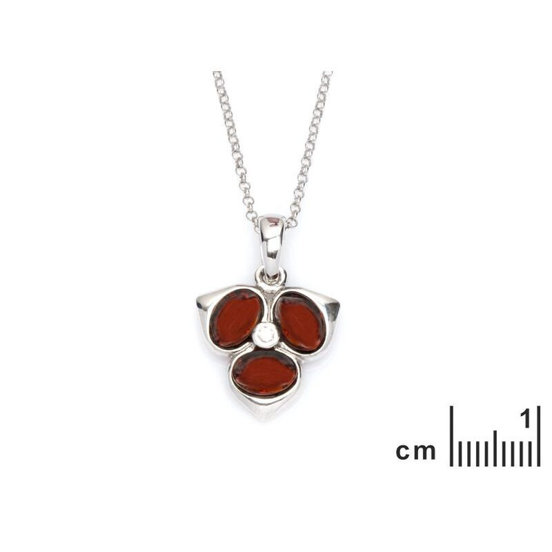 Amber and Swarovski crystal necklace, rhodium-plated 925 silver, adjustable 45+3 cm