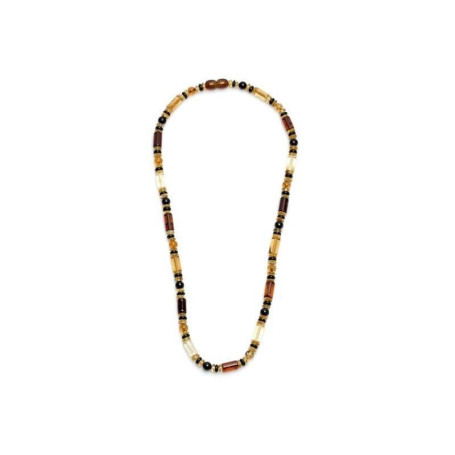 Collana in ambra naturale multicolore, lunghezza 48 cm