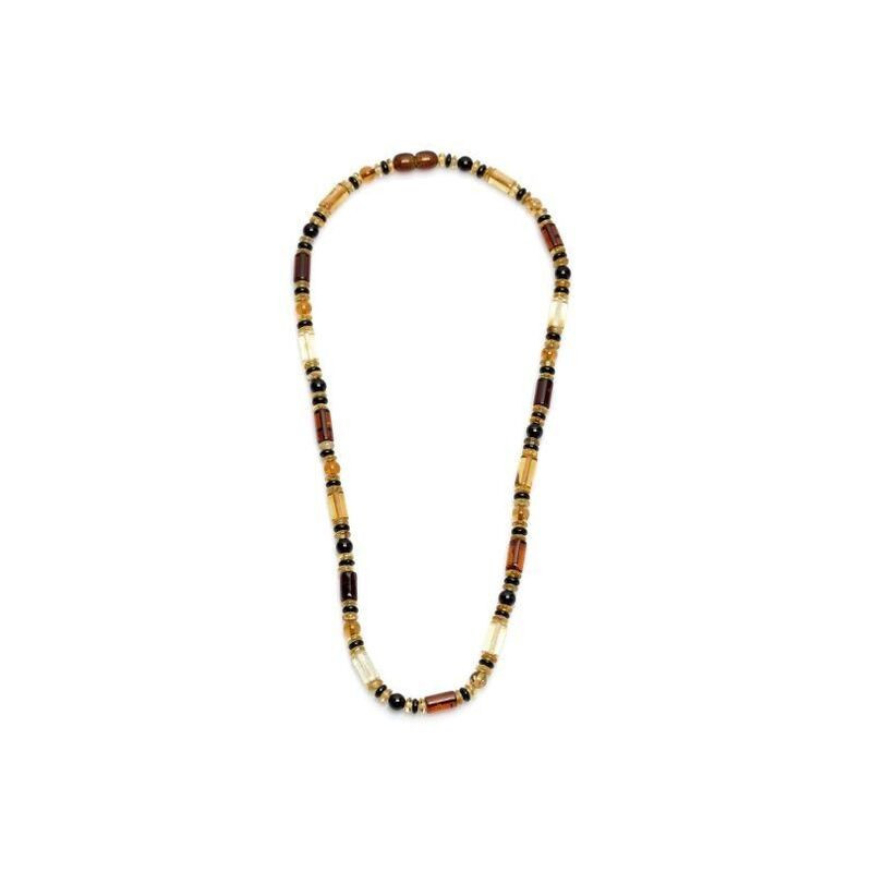 Collana in ambra naturale multicolore, lunghezza 48 cm