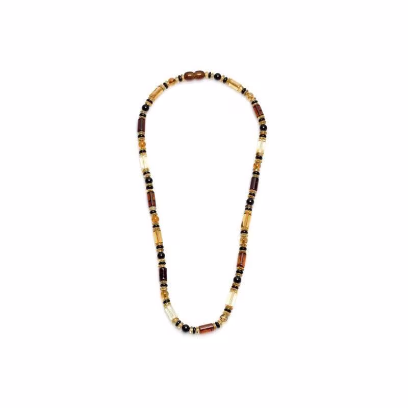 Collier d'ambre multicolore naturel, longueur 48 cm
