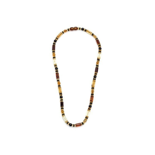 Collana in ambra naturale multicolore, lunghezza 48 cm