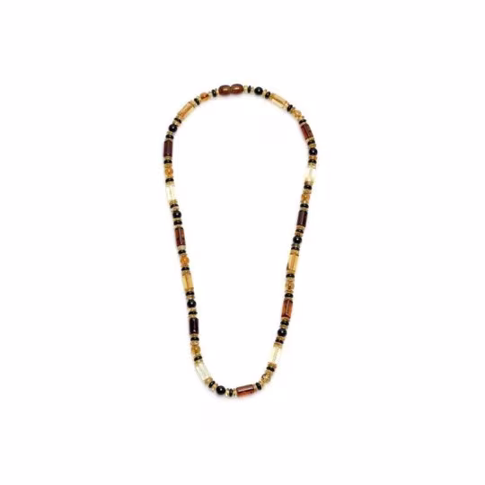 Collier d'ambre multicolore naturel, longueur 48 cm