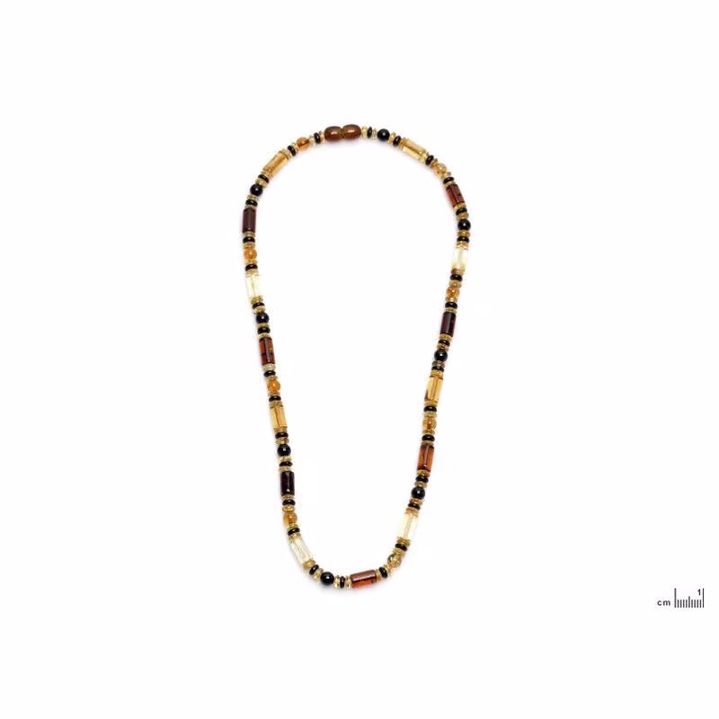Collier d'ambre multicolore naturel, longueur 48 cm
