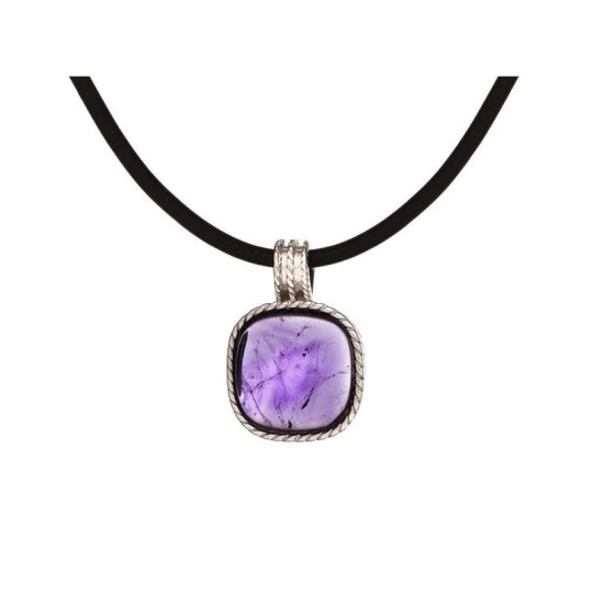 Collar de amatista morada, plata 925 rodiada, largo ajustable 42+3 cm