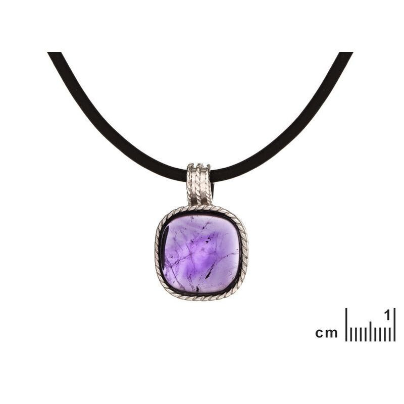 Collar de amatista morada, plata 925 rodiada, largo ajustable 42+3 cm