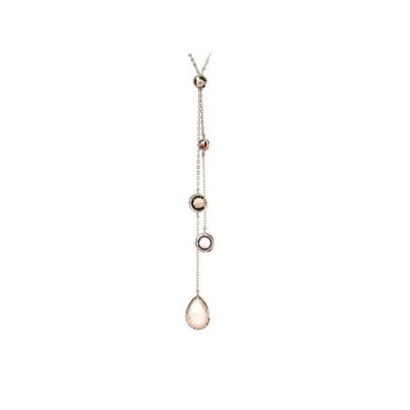 Natural multi-colored multi-stone necklace, rhodium-plated 925 silver, length 80 cm