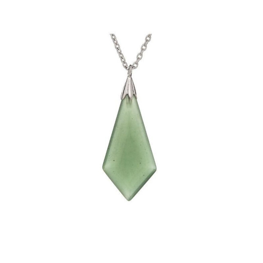 Collana in avventurina verde, argento 925 rodiato, lunghezza regolabile 45+3 cm
