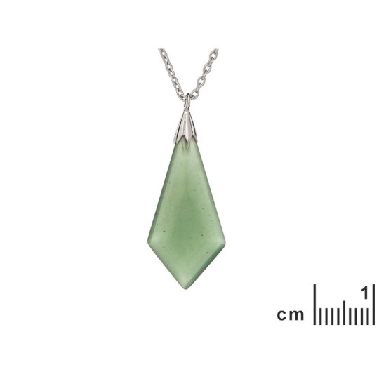 Collana in avventurina verde, argento 925 rodiato, lunghezza regolabile 45+3 cm