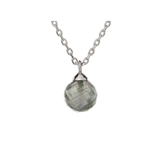 Collana in avventurina verde, argento 925 rodiato, lunghezza regolabile 42+3 cm