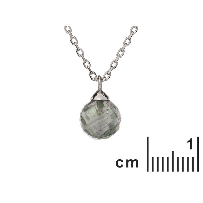 Collana in avventurina verde, argento 925 rodiato, lunghezza regolabile 42+3 cm