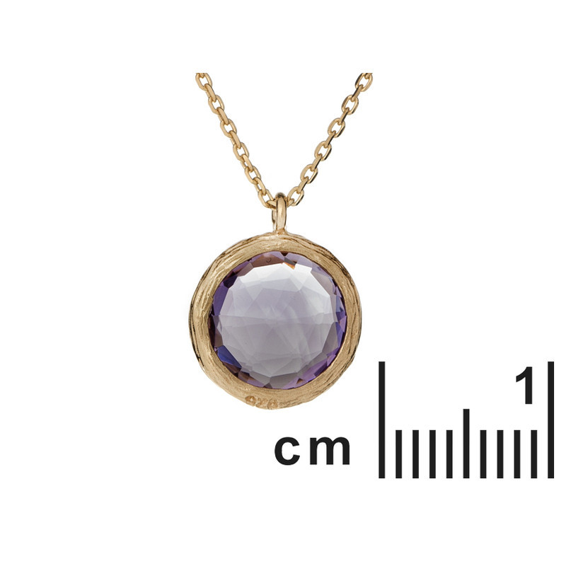 Collar de amatista morada, plata 925 dorado , largo ajustable 42+3 cm