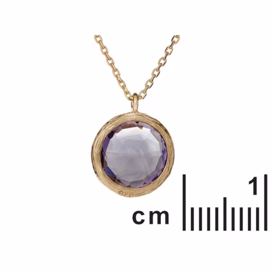 Collier en améthyste violette, argent 925 doré, longueur ajustable 42+3 cm