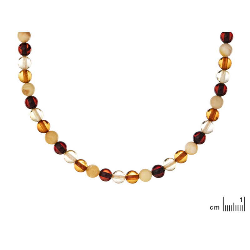 Collier d'ambre multicolore naturel de la mer Baltique boule, longueur 45 cm
