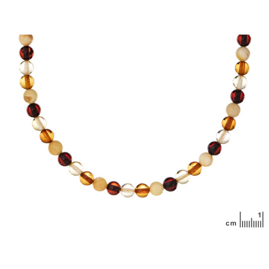 Collier d'ambre multicolore naturel de la mer Baltique boule, longueur 45 cm