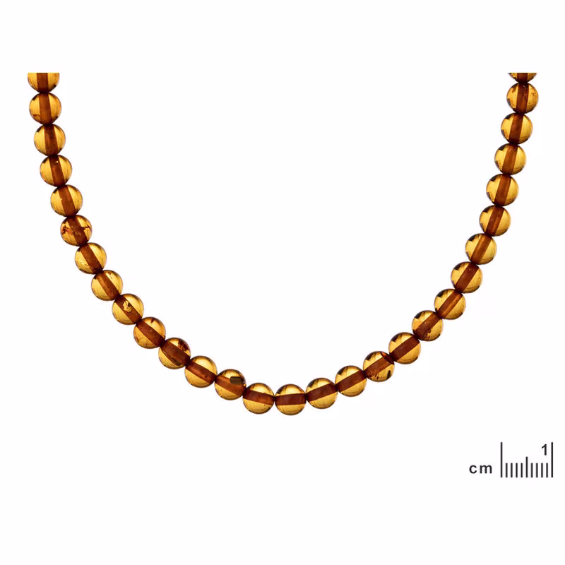 Collier d'ambre cognac naturel de la mer Baltique boule, longueur 45 cm