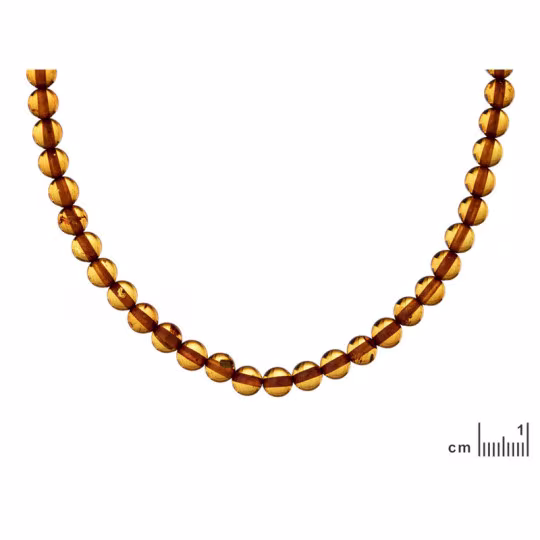 Collier d'ambre cognac naturel de la mer Baltique boule, longueur 45 cm