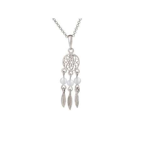 Blue lace agate necklace, rhodium-plated 925 silver, adjustable length 42+3 cm