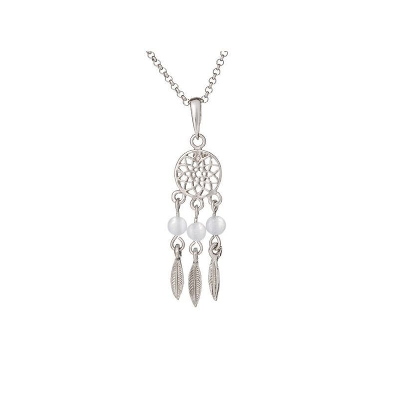 Collar de ágata de encaje azul, plata 925 rodiada, largo ajustable 42+3 cm