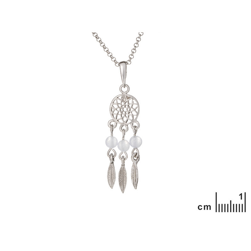 Collar de ágata de encaje azul, plata 925 rodiada, largo ajustable 42+3 cm